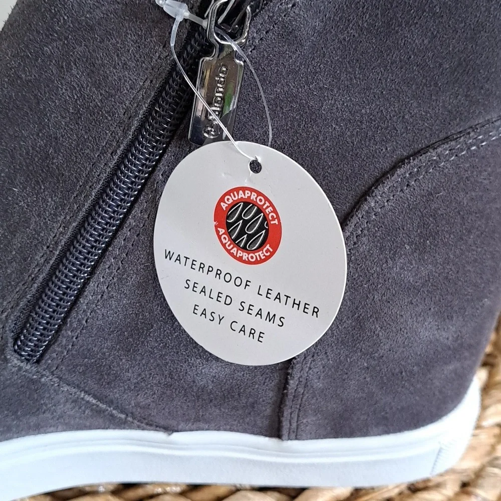 NWT Blondo Womens Giselle‎ Waterproof Gray Suede Sneaker Boots Zip Up S-8.5